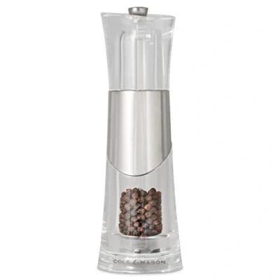 Immagine di Cole &amp; Mason H57271P Bobbi Macina Pepe, Precision+, Macinatura Regolabile, Cromo, Acrilico, 185mm, Include 1 x Mulino