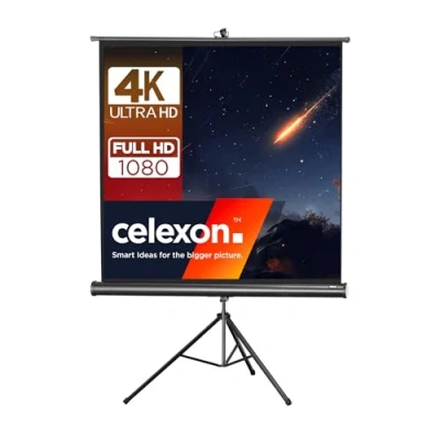 Immagine di Celexon 1090014 Schermo a treppiede Economy, area utile di proiezione 133 x 133, formato 1:1, colore Bianco