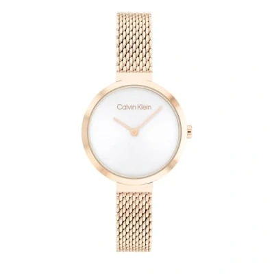 Immagine di Calvin Klein Orologio Analogico al Quarzo da donna con cinturino in maglia metallica acciaio inossidabile color oro rosso 25200083