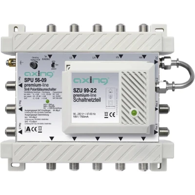Immagine di Axing SPU 56 09 SAT multiswitch Ingressi (Multiswitch): 5 (4 satellitare / 1 terrestre) Numero utenti: 6 Funzione StandBy, compatibile Quad LNB