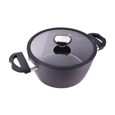 Immagine di Berndes Balance Induction Enduro Kochtopf 24 cm Casseruola con Coperchio, 4.5 Litri, Alluminio Forgiato, Nero