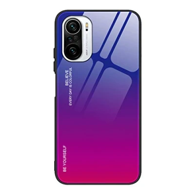 Immagine di GOGME Cover per Xiaomi Poco F3/Mi 11i 5G Coque, custodia in vetro sfumato colorato posteriore temperato resistente ai graffi Case, morbida silicone TPU anti graffio, shock housse(4)