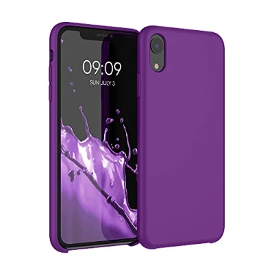 Immagine di kwmobile Cover per Apple iPhone XR Custodia Back Case Smartphone in Silicone TPU Protezione Gommata viola fluorescente