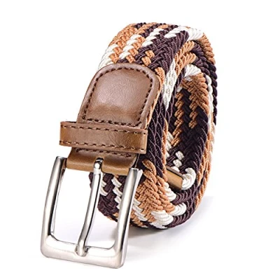 Immagine di Cintura in tessuto elasticizzato da donna e uomo lunghezza 100 a 130 cm intrecciata marrone multicolore