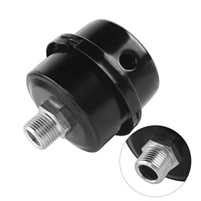 Immagine di silenziatore per compressore d&#039;aria filtro di aspirazione in metallo nero filettato 3/8 &quot;16mm del