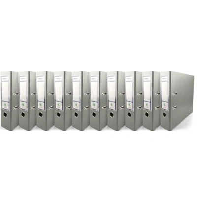 Immagine di Netuno 10 raccoglitori documenti grigio a 2 anelli A4 dorso 8 cm in cartone ecologico riciclato per archivio ufficio faldoni portadocumenti registratori ad
