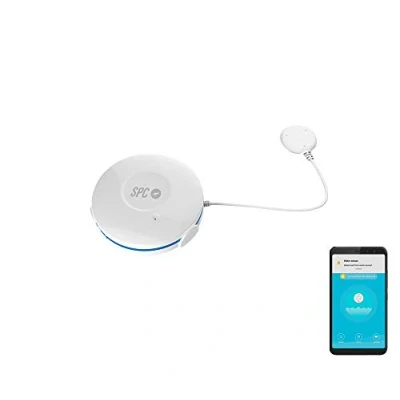Immagine di SPC Eluvio Sensore di perdite d&#039;acqua intelligente Wi Fi compatibile con Google Home e Amazon Alexa, bianco