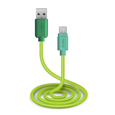 Immagine di SBS Cavo per Ricarica e Trasferimento Dati con Connettori Usb 2.0 Micro Usb, Lunghezza 1 Metro, Verde