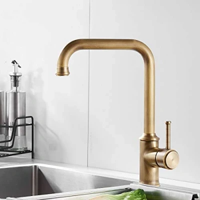 Immagine di Rubinetto Cucina, Ottone Antico, Miscelatore Cucina on Beccuccio Alto 360 Gradi