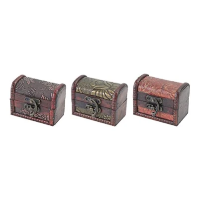 Immagine di HMF 6415 108 Scrigno del Tesoro in Legno Piccolo Set di 3 8 x 5 6 cm Modelli diversi