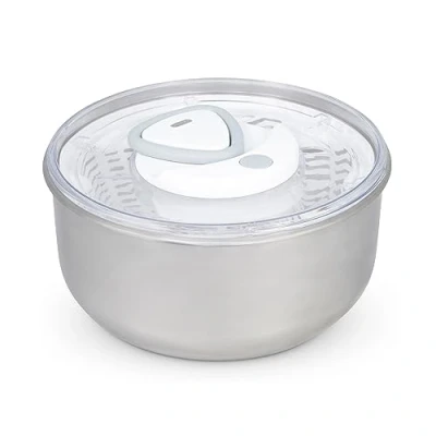 Immagine di Zyliss Easy Spin 2 Centrifuga Per Insalata, Grande, Acciaio Inossidabile, Bianco, Insalatiera con Coperchio, Scolaverdure, Lavabile in Lavastoviglie