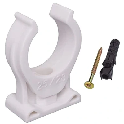 Immagine di SKIR&#039;CO (20 pezzi) clip per tubi, morsetti in plastica tubi da 25 28 mm, di tipo U, ganci bianche