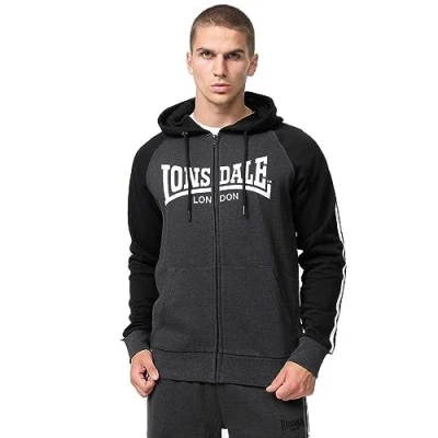 Immagine di Lonsdale Herren Kapuzensweatjacke MIT Reissverschluss Normale Passform Glentruan Felpa con zip, Uomo, Taglia: Medium, Marl anthra black white