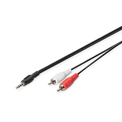 Immagine di Digitus DB 510300 025 S jack / RCA Audio Cavo [1x Spina da 3.5 mm 2x RCA] 2.50 m Nero Schermatura singola, tondo