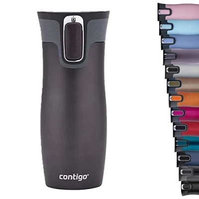 Immagine di Contigo Tazza Termica West Loop Autoseal, Caffè da Viaggio in Acciaio Inossidabile, Contenitore Termico a Tenuta Stagna, con Coperchio Privo di BPA, 470ml, Grigio (Gunmetal)