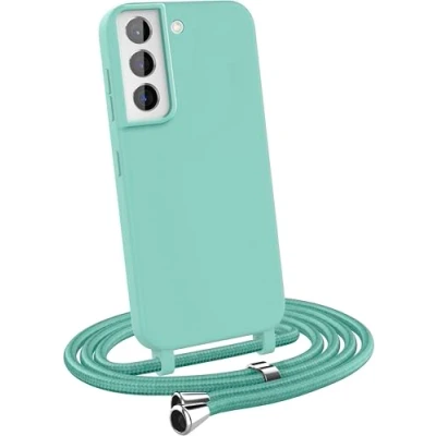 Immagine di MyGadget Cover per Samsung Galaxy S21 Custodia con Corda Case Cordino Opaca Antiurto Bumper Laccio Tracolla Practical Stylish Verde menta