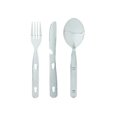 Immagine di Ferrino Posate, Set Cucchiaio, Forchetta e Coltello Multiuso da Campeggio Grigio
