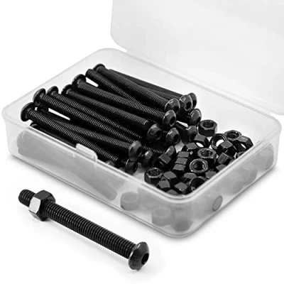 Immagine di (30 Set) M5 x 40mm Viti e Dadi Vite Testa Bottone Brugola in Acciaio al Carbonio Nero