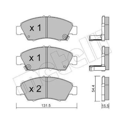 Immagine di METELLI 22 0138 0 Kit pastiglie freno con segnalatore acustico usura HONDA: Jazz 2, Civic 6 Hatchback, V Hatchback