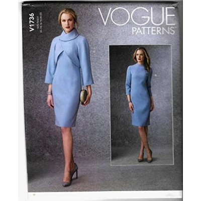Immagine di Vogue Patterns V1736E5 Misses Dress Cartamodello per Abito da Donna, Bianco, E5 (14 16 18 20 22)