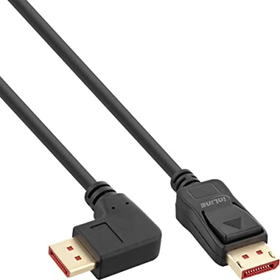 Immagine di InLine® Cavo DisplayPort 1.4, 8K4K, con angolo destro, nero/oro, 3 m