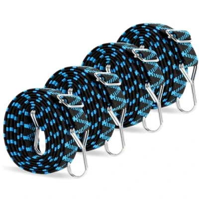 Immagine di Corda Elastica,Cinghie Elastiche 2M Corde con Gancio Regolabile Elastici Ganci per Teloni Portapacchi Auto Moto Bici Telo blu.
