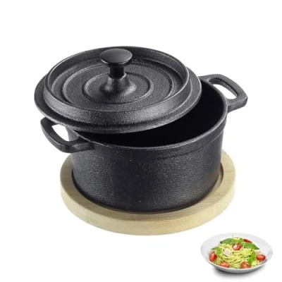 Immagine di Westmark pentola in ghisa Tapas + Friends piccola con coperchio, adatta a tutti i tipi di fornelli, compresi quelli induzione e grill, incluso tappetino ferro, 250 ml