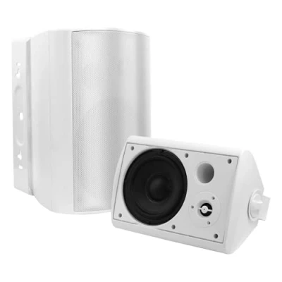 Immagine di STUDIOFINIX 6.5 Pollici 400 Watt Interno/Esterno Patio Esterno Bluetooth Altoparlanti Montaggio A Parete Impermeabile Resistente alle intemperie per Garage Casa Esterna (Bianco)