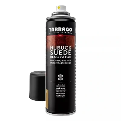 Immagine di Tarrago Rinnovatore in pelle scamosciata nabuk 250 ml Spray impermeabilizzante per scarpe, borse, tessuti, camoscio e Protegge da acqua pioggia (Ocra 08)