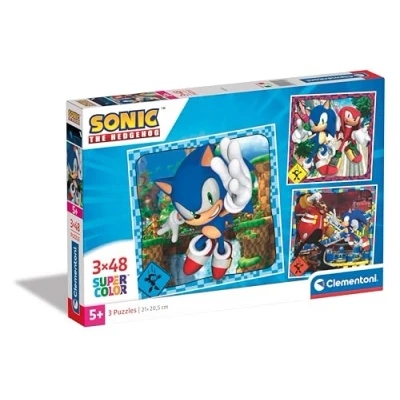 Immagine di Clementoni Sonic Supercolor Puzzle 3x48 (Include 3 48 Pezzi) Bambini 5 Anni, Cartoni Animati, Made in Italy, Multicolore, 25320
