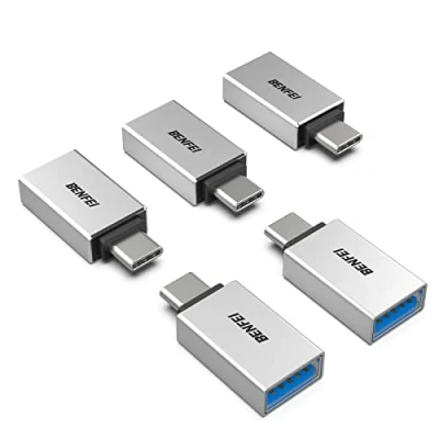Immagine di BENFEI Adattatore USB C a 3.0 5 Confezioni, OTG Tipo 3.1/3.0/2.0 [Compatibile Thunderbolt 3/4] per iPhone 15 PRO/Max MacBook PRO/Air 2023 iPad PRO iMac S23, Argento