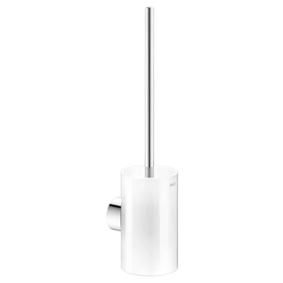 Immagine di KEUCO scopino WC in metallo cromato, inserto plastica, montaggio a parete, con supporto per bagno, Reva