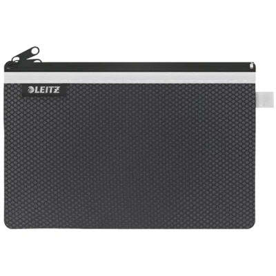Immagine di Leitz WOW Astuccio a 2 Scomparti, Cerniera in Nylon, Lavabile, Adatta come Borsino, Formato L (23x15 cm), Nero, 40130095