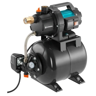 Immagine di GARDENA Acquedotto domestico 3700/4: pompa per acqua sanitaria con serbatoio da 19 l, membrana EPDM e inserti filettati in ottone, portata 3.700 l/h, motore 800 W (09023 20)