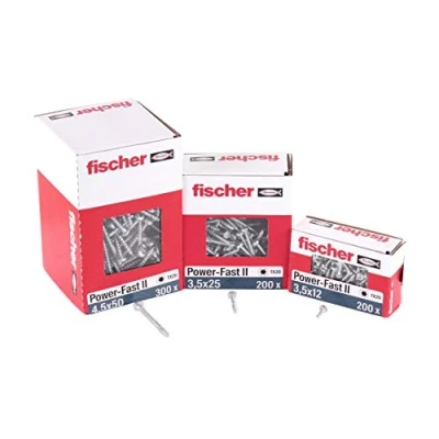 Immagine di Fischer Power Fast II 670059 Viti per truciolare 3 mm 25 Interno Esagonale rotondo, multidentato, TX, Torx, Impronta T Acciaio galvanizzato zinco