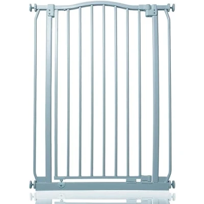 Immagine di Safetots Cancelletto di Sicurezza Extra Alto con Cima Curva, 71cm 80cm, Grigio Opaco, 100cm in Altezza, Montaggio a Pressione per Scale,Barriera