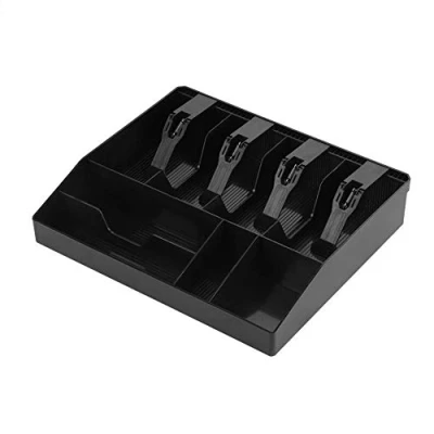 Immagine di Cassetto Portasoldi, Porta Contanti, per Registratore di Cassa, 4 Scomparti Monete E Banconote, 32 * 27 6 Cm (Nero)