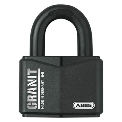 Immagine di ABUS Lucchetto in granito 37RK/70 SZP Premium per le sollecitazioni più elevate, protezione da stiratura, livello di sicurezza 10, con 2 chiavi e scheda sicurezza, nero, 79161, 70 mm