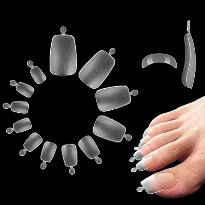 Immagine di NOVO OVO 504 unghie lunghe a pressione, curve, copertura completa, trasparenti, doppie opache, per pedicure, in acrilico, affusolate, quadrate, morbido gel, 12 misure sacchetto