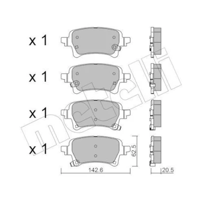 Immagine di METELLI 22 1376 0 Kit pastiglie freno con segnalatore acustico usura JEEP: Gladiator