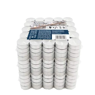 Immagine di Hofer Quality Tealights Candele Bianche Non profumate 300 Pezzi Candeleine 38 x 15 mm Durata di combustione 5 Ore Tea Light Cera Antigoccia 3 Set 100 Lumini