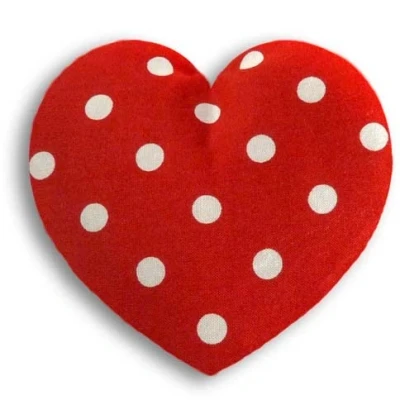 Immagine di CUSCINO RISCALDABILE Leschi per la pancia/Per coliche dei neonati/Per microonde, con semi di grano/Cuscino termico bambini/Cuore piccolo, rosso a pois