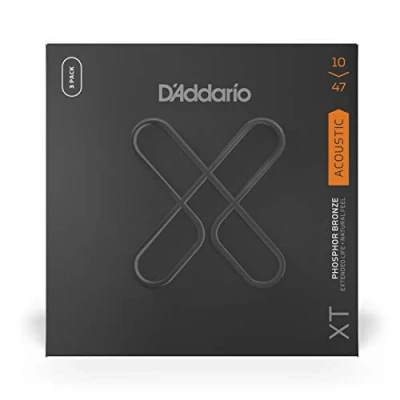 Immagine di D&#039;Addario Corde Chitarra Acustica per Coated XTAPB1047, XT in fosforo bronzo, scalatura leggera, 10 47, confezione da tre mute