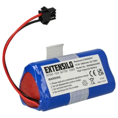 Immagine di EXTENSILO batteria compatibile con Cecotec Conga 890 Slim, Slim 890, Wet, Wet home cleaner (3400mAh, 10,8V, Li Ion)