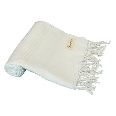 Immagine di Bersuse 100% Cotone Anatolia Asciugamano Turco Telo Mare Bianco