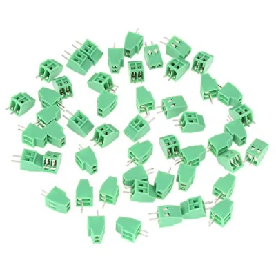 Immagine di 50 pezzi / set Connettore morsettiera 2 pin 2,54 mm Morsettiere circuito di terra PCB a vite bassa frequenza (verde)