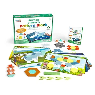 Immagine di Learning Resources Set Puzzle di forme e motivi Animali Insetti , Schede con blocchi motivi, Figurine per la matematica, ordinamento, contare, Attività prescolari, Dai 3 anni in avanti