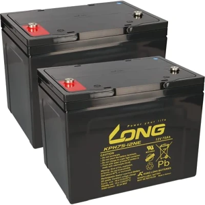 Immagine di Batteria di ricambio per Pride Ranger, Victory XL e 130, 2 batterie al piombo Kung Long KPH75 12NE M6, 12 V, 75 Ah, resistente ai cicli