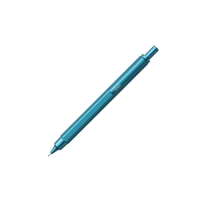 Immagine di RHODIA 9396C Porta mine scRipt Corpo esagonale in alluminio spazzolato Turchese per grafite standard 0,5 mm, Fusto acciaio retraibile, Gomma sotto il Pulsante Collezione