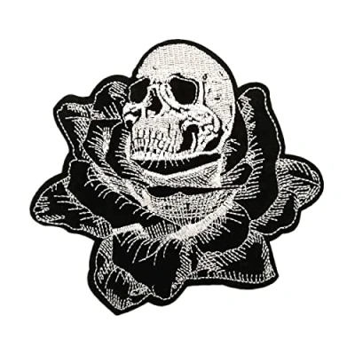 Immagine di BPA Cranio Rosa Toppe Termoadesivi Ricamate per Ferro da Stiro o Cucire